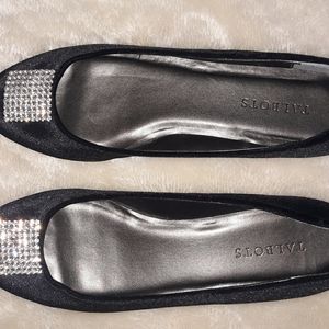 Talbots black velvet flat with rhinestone